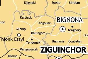 Découpage administratif de la région de Ziguinchor